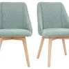 Chaises En Tissu Effet Velours Texturé Vert Céladon Et Bois Clair Massif (lot De 2) HIGGINS