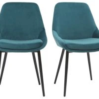 Chaises En Tissu Velours Bleu Pétrole Et Métal Noir (lot De 2) HOLO - Miliboo & Stéphane Plaza