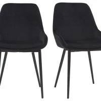 Chaises En Tissu Velours Noir Et Métal Noir (lot De 2) HOLO