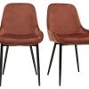 Chaises En Tissu Velours Rouge Tomette Et Métal Noir (lot De 2) HOLO