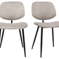 Chaises En Tissu Velours Taupe Et Métal Noir (lot De 2) TOBIAS