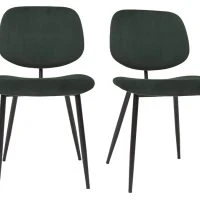 Chaises En Tissu Velours Vert Et Métal Noir (lot De 2) TOBIAS