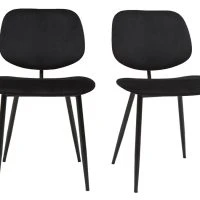 Chaises Noires En Tissu Velours Et Métal (lot De 2) TOBIAS