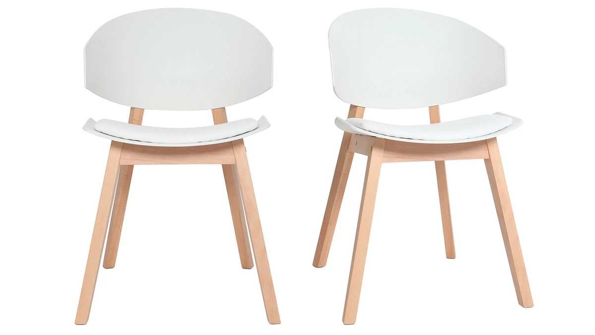 Chaises Scandinaves Blanc Et Bois Clair (lot De 2) BLOEM - Miliboo & Stéphane Plaza 2 Chaises Scandinaves Blanc Et Bois Clair (lot De 2) BLOEM - Miliboo & Stéphane Plaza