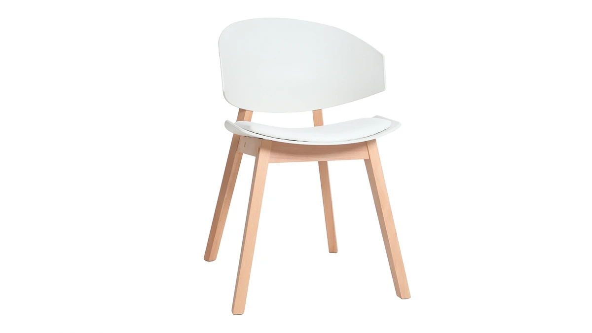 Chaises Scandinaves Blanc Et Bois Clair (lot De 2) BLOEM - Miliboo & Stéphane Plaza 4 Chaises Scandinaves Blanc Et Bois Clair (lot De 2) BLOEM - Miliboo & Stéphane Plaza – Image 3