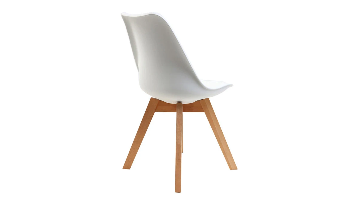 Chaises Scandinaves Blanc Et Bois Clair Massif (lot De 4) PAULINE 6 Chaises Scandinaves Blanc Et Bois Clair Massif (lot De 4) PAULINE – Image 4