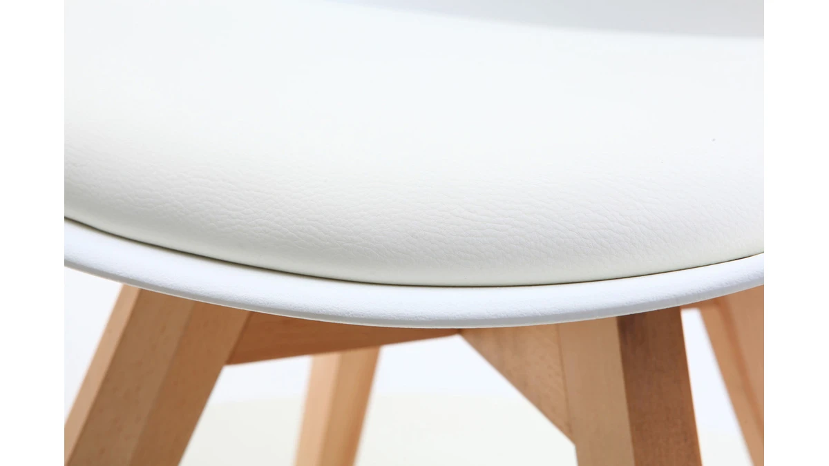 Chaises Scandinaves Blanc Et Bois Clair Massif (lot De 4) PAULINE 7 Chaises Scandinaves Blanc Et Bois Clair Massif (lot De 4) PAULINE – Image 5