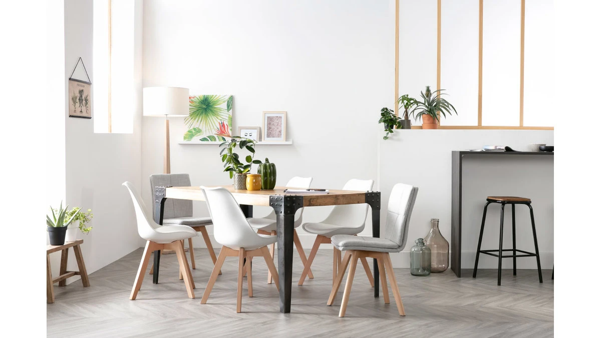 Chaises Scandinaves Blanc Et Bois Clair Massif (lot De 4) PAULINE 9 Chaises Scandinaves Blanc Et Bois Clair Massif (lot De 4) PAULINE – Image 7