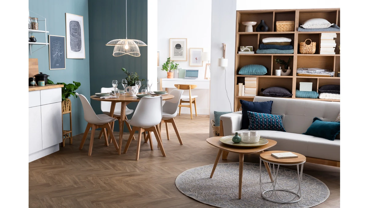 Chaises Scandinaves Blanc Et Bois Clair Massif (lot De 4) PAULINE 8 Chaises Scandinaves Blanc Et Bois Clair Massif (lot De 4) PAULINE – Image 6