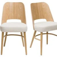 Chaises Scandinaves Bois Chêne Et Tissu Effet Laine Bouclée écru (lot De 2) EDITO