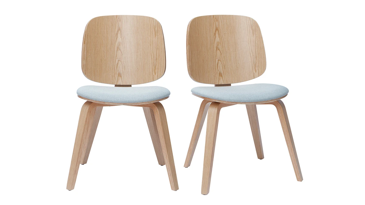 Chaises Scandinaves Bois Clair Et Tissu Gris Clair (lot De 2) BECK 3 Chaises Scandinaves Bois Clair Et Tissu Gris Clair (lot De 2) BECK