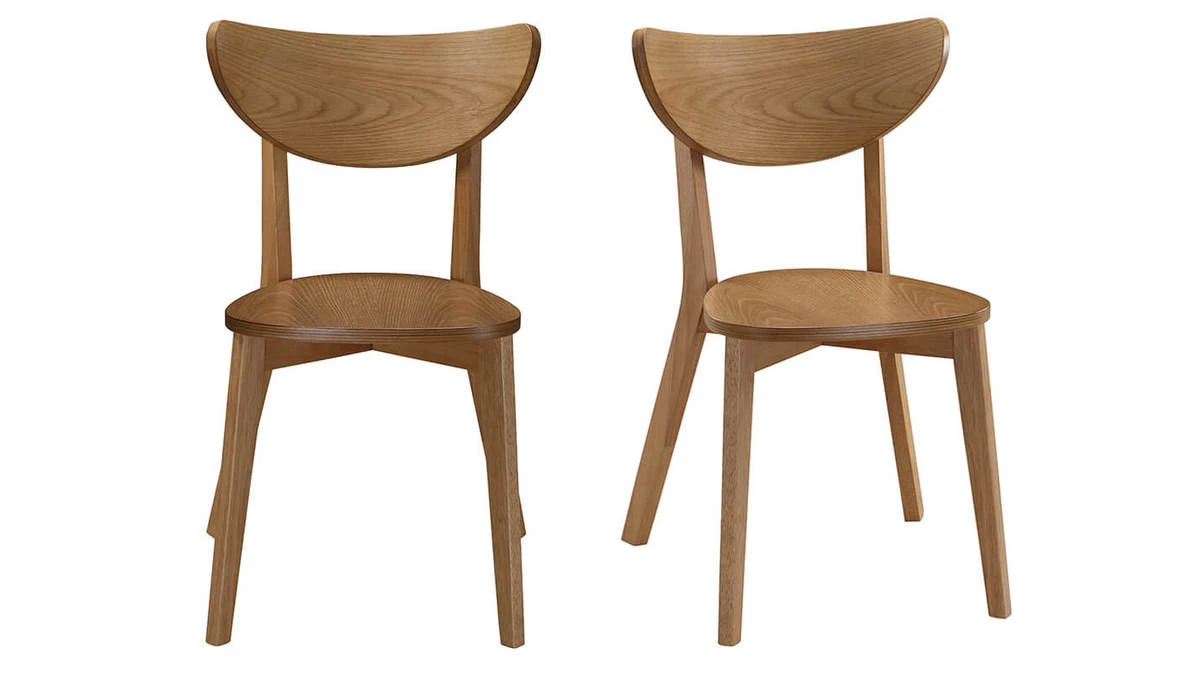 Chaises Scandinaves En Bois Clair Chêne (lot De 2) LEENA 3 Chaises Scandinaves En Bois Clair Chêne (lot De 2) LEENA
