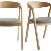 Chaises Scandinaves En Bois Clair Chêne Massif Et Tissu Gris (lot De 2) LOVA