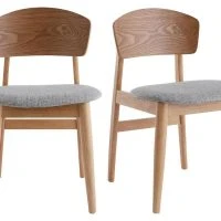 Chaises Scandinaves En Bois Clair Et Tissu Gris Clair (lot De 2) ELION