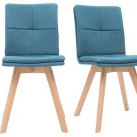 Chaises Scandinaves En Tissu Bleu Et Bois Clair Massif (lot De 2) THEA