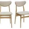 Chaises Scandinaves En Tissu Effet Laine Bouclée Beige Et Bois Clair Chêne Massif (lot De 2) MAYA