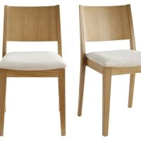 Chaises Scandinaves En Tissu Effet Laine Bouclée écru Et Bois Clair Chêne (lot De 2) MELVIL