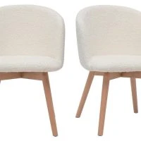 Chaises Scandinaves En Tissu Effet Laine Bouclée Et Bois Clair Massif (lot De 2) VANITY