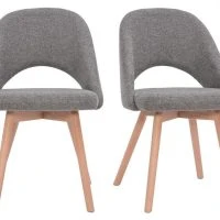 Chaises Scandinaves En Tissu Effet Velours Texturé Gris Et Bois Clair Massif (lot De 2) COSETTE