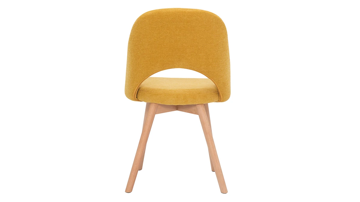 Chaises Scandinaves En Tissu Effet Velours Texturé Jaune Moutarde Et Bois Clair Massif (lot De 2) COSETTE 7 Chaises Scandinaves En Tissu Effet Velours Texturé Jaune Moutarde Et Bois Clair Massif (lot De 2) COSETTE – Image 5