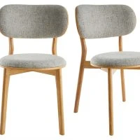 Chaises Scandinaves En Tissu Gris Clair Et Bois Clair Massif (lot De 2) FAUVETTE