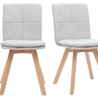 Chaises Scandinaves En Tissu Gris Clair Et Bois Clair Massif (lot De 2) THEA