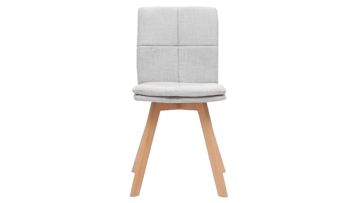 Chaises Scandinaves En Tissu Gris Clair Et Bois Clair Massif (lot De 2) THEA 4 Chaises Scandinaves En Tissu Gris Clair Et Bois Clair Massif (lot De 2) THEA – Image 2