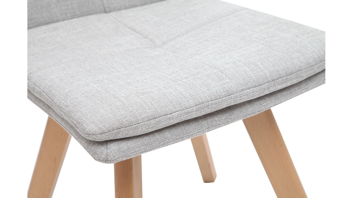 Chaises Scandinaves En Tissu Gris Clair Et Bois Clair Massif (lot De 2) THEA 8 Chaises Scandinaves En Tissu Gris Clair Et Bois Clair Massif (lot De 2) THEA – Image 6