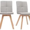 Chaises Scandinaves En Tissu Naturel Et Bois Clair Massif (lot De 2) THEA