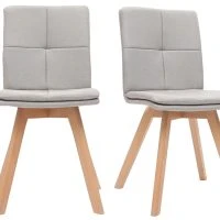 Chaises Scandinaves En Tissu Naturel Et Bois Clair Massif (lot De 2) THEA