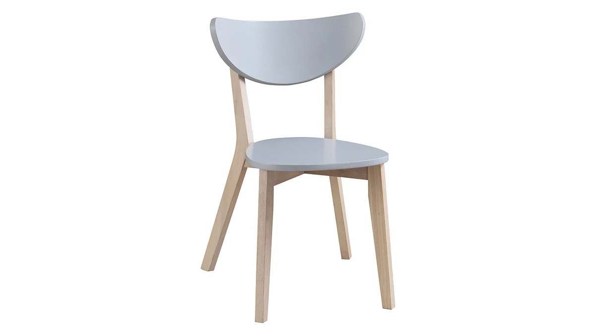 Chaises Scandinaves Gris Et Bois Clair (lot De 2) LEENA 5 Chaises Scandinaves Gris Et Bois Clair (lot De 2) LEENA – Image 3