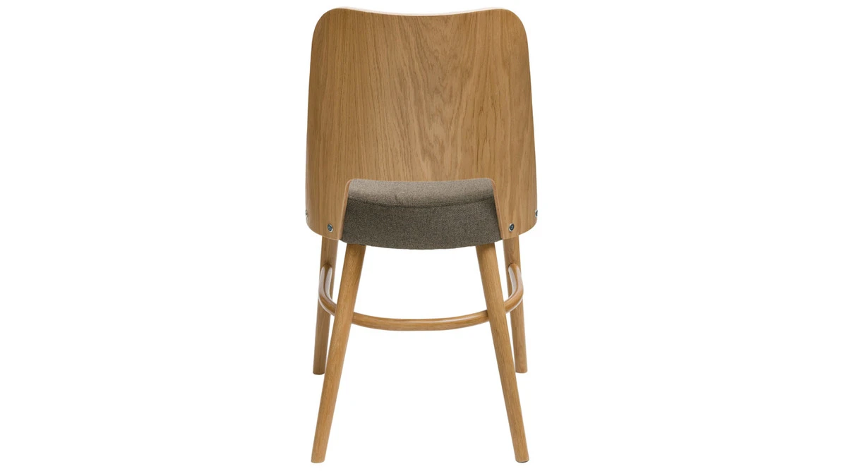 Chaises Vintage Bois Clair Chêne Et Assises En Tissu Marron (lot De 2) EDITO 7 Chaises Vintage Bois Clair Chêne Et Assises En Tissu Marron (lot De 2) EDITO – Image 5