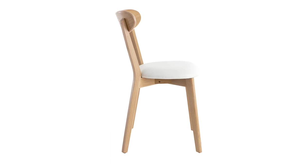 Chaises Vintage Bois Clair Chêne Et Blanc (lot De 2) DOVE 6 Chaises Vintage Bois Clair Chêne Et Blanc (lot De 2) DOVE – Image 4