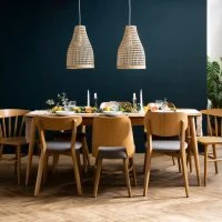 Chaises Vintage Bois Clair Chêne Et Tissu Bleu Paon (lot De 2) DOVE -Boutique Miliboo chaises vintage bois clair chene et tissu bleu paon lot de 2 dove 51755 62417e849c962 1200 675