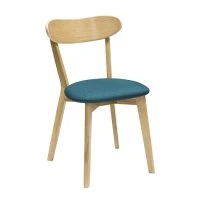 Chaises Vintage Bois Clair Chêne Et Tissu Bleu Paon (lot De 2) DOVE -Boutique Miliboo chaises vintage bois clair chene et tissu bleu paon lot de 2 dove 51755 62502d58a399e 1200 675