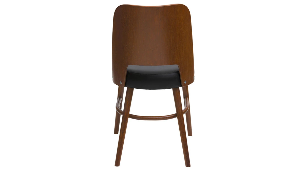 Chaises Vintage Bois Foncé Et Assises Noires (lot De 2) EDITO 7 Chaises Vintage Bois Foncé Et Assises Noires (lot De 2) EDITO – Image 5