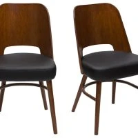 Chaises Vintage Bois Foncé Et Assises Noires (lot De 2) EDITO