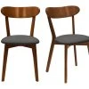 Chaises Vintage Bois Foncé Et Tissu Gris Foncé (lot De 2) DOVE