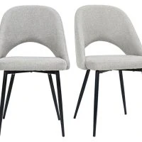 Chaises Vintage En Tissu Effet Velours Texturé Gris Et Métal Noir (lot De 2) COSETTE