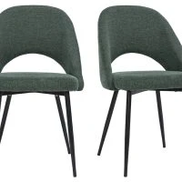 Chaises Vintage En Tissu Effet Velours Texturé Vert Et Métal Noir (lot De 2) COSETTE