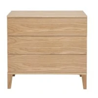 Commode Scandinave En Bois Clair Chêne 3 Tiroirs L80 Cm FREDDY