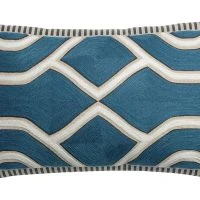 Coussin Brodé Ethnique Bleu 30 X 50 Cm YELO