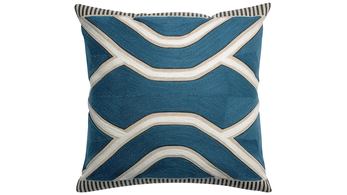 Coussin Brodé Ethnique Bleu 45 X 45 Cm YELO 3 Coussin Brodé Ethnique Bleu 45 X 45 Cm YELO