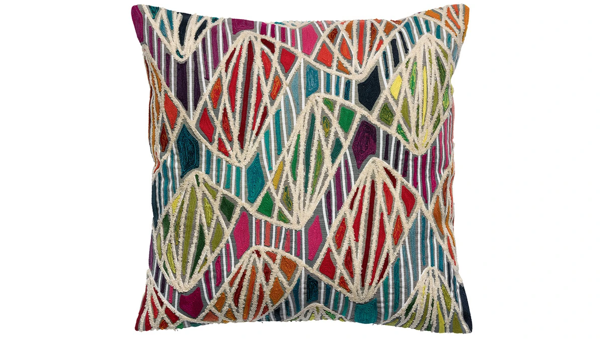 Coussin En Coton Brodé Multicolore 45 X 45 Cm ETIK
