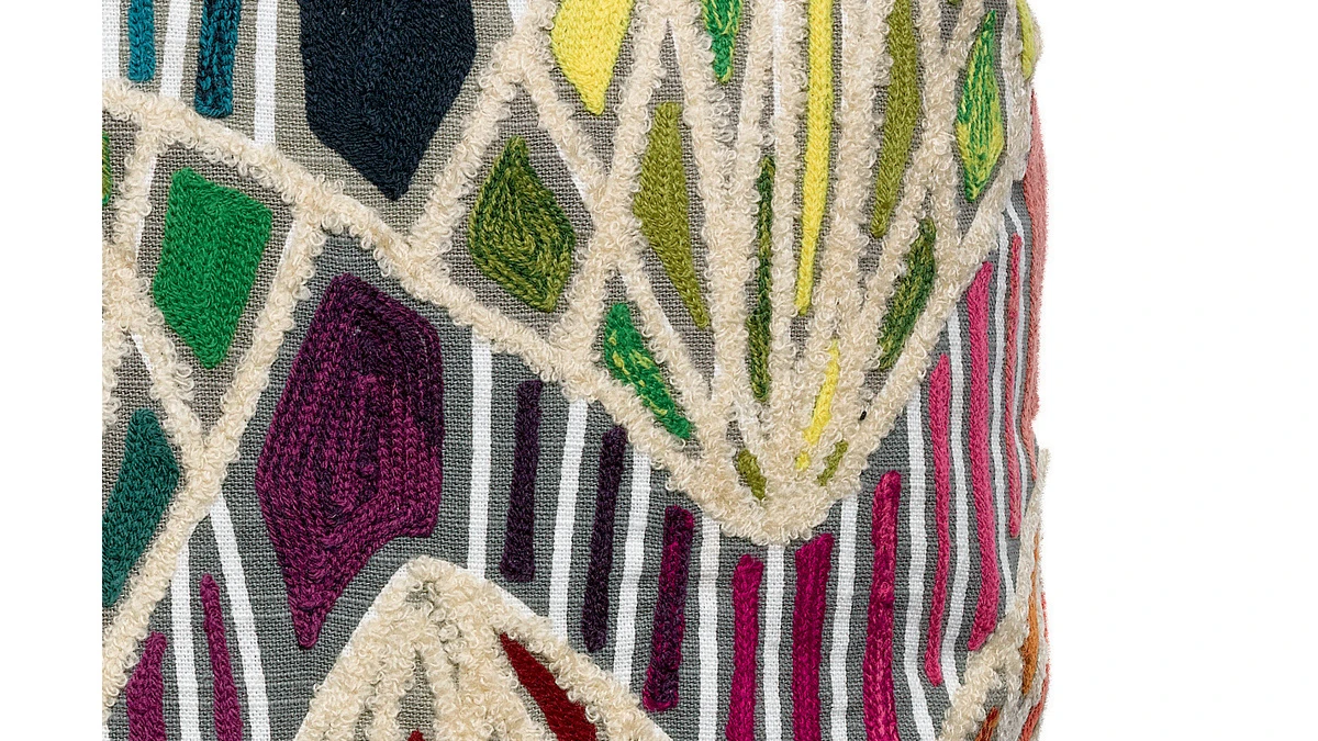 Coussin En Coton Brodé Multicolore 45 X 45 Cm ETIK – Image 2
