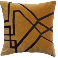 Coussin En Coton Bronze Avec Motif Noir Brodé 45 X 45 Cm CROP
