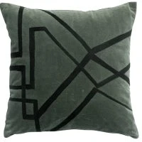 Coussin En Coton Thym Avec Motif Noir Brodé 45 X 45 Cm CROP