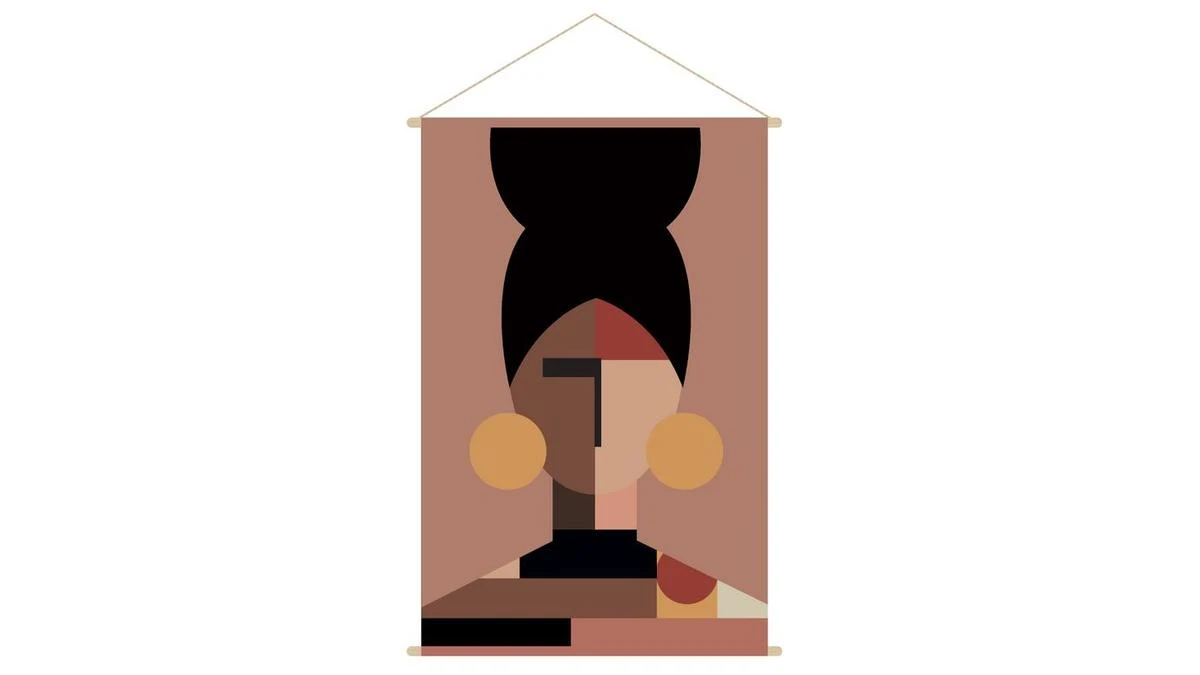 Kakemono Portrait Femme L80 X H120 Cm CURLY 3 Kakemono Portrait Femme L80 X H120 Cm CURLY