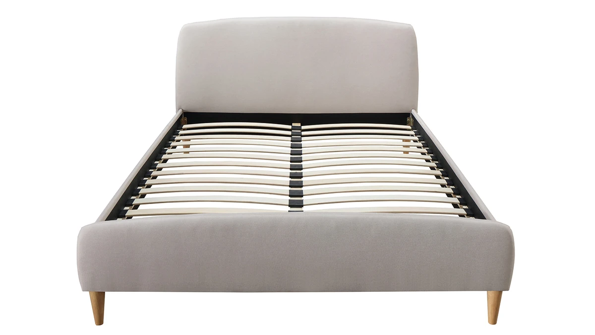 Lit 2 Places 140x200 Cm En Tissu Beige NIELS 3 Lit 2 Places 140x200 Cm En Tissu Beige NIELS