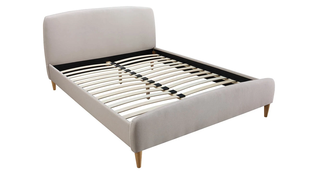 Lit 2 Places 140x200 Cm En Tissu Beige NIELS 4 Lit 2 Places 140x200 Cm En Tissu Beige NIELS – Image 2